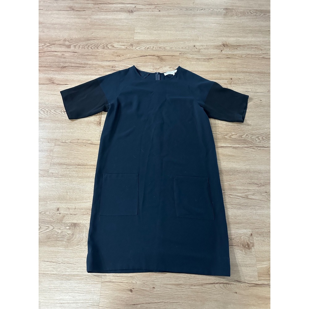 Gerard Darel Black Shift Dress Short Sleeve Pocket Dress Size 40